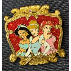 Disney Princesses Jasmine Cinderella Ariel Glitter Frame‎ Enamel Pin